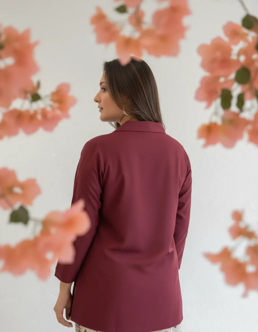Maroon Top with Printed Stylish Pants