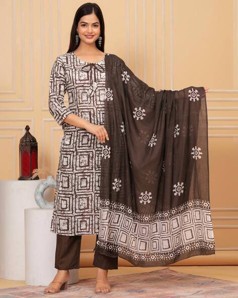 Jaipur Dusky  Procion Printed Suit Set With Dupatta
