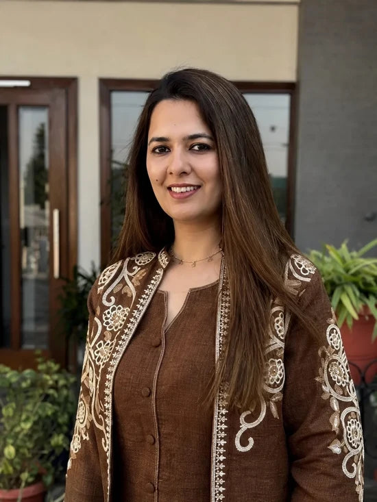 Women's Premium Coffee Brown Straight Kurta Palazzo Set