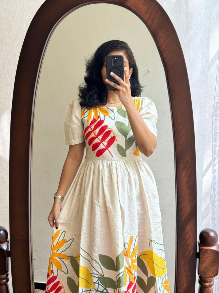 Jaipur Premium Vibrant Floral Print Cotton Dress