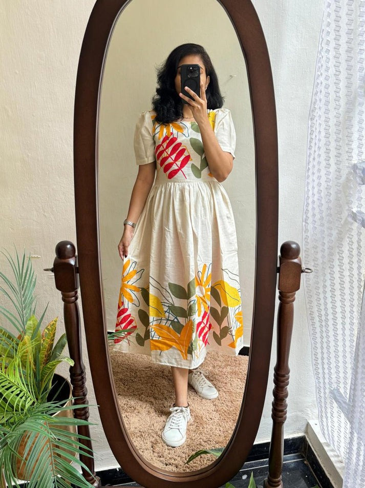 Jaipur Premium Vibrant Floral Print Cotton Dress
