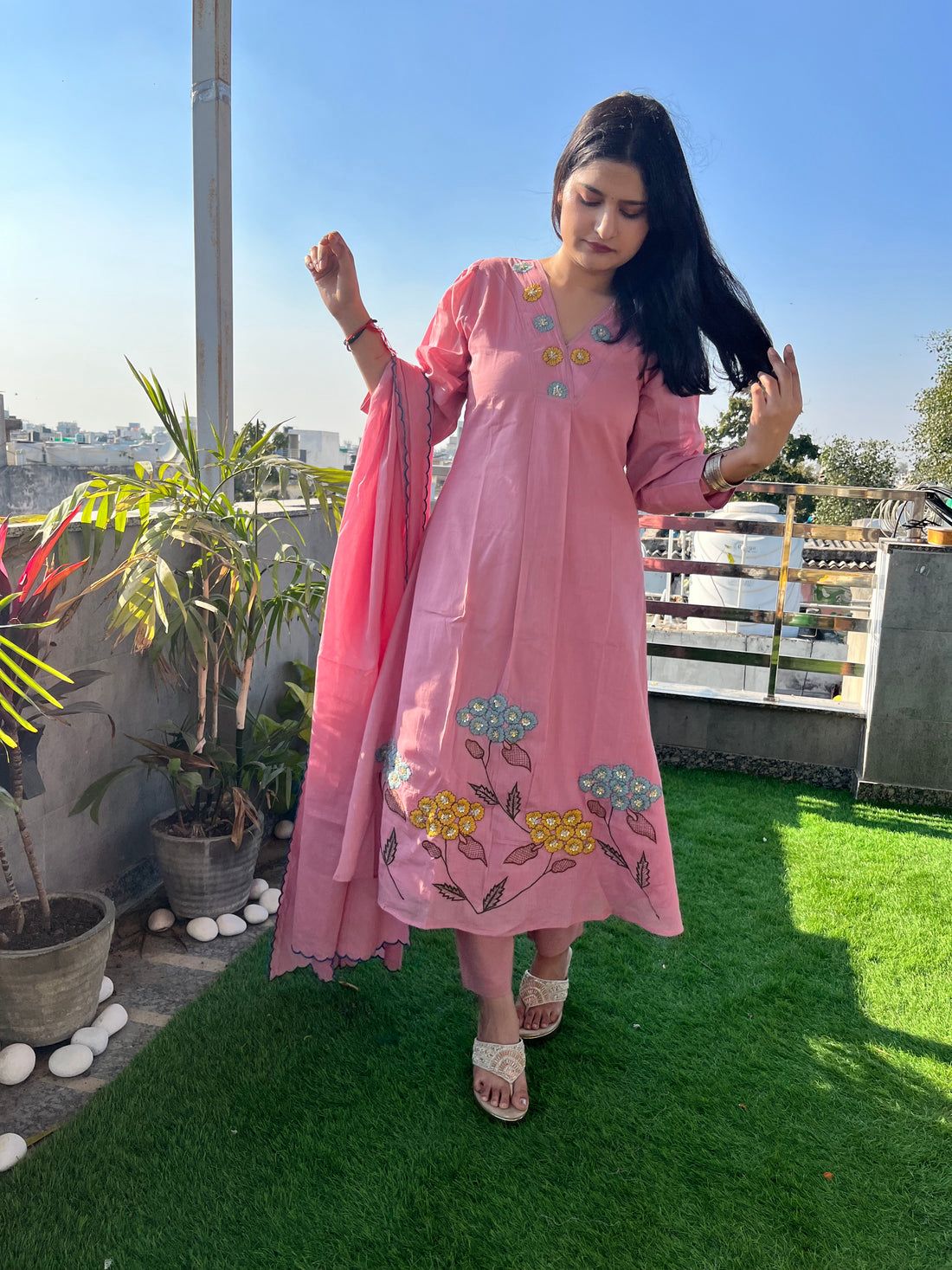 JAIPUR Elegant Pink Floral Kurta Set 🌸✨