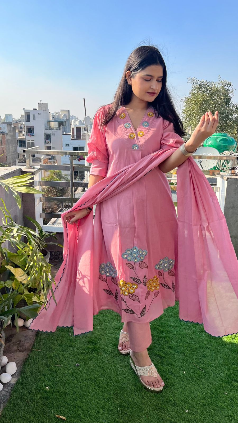JAIPUR Elegant Pink Floral Kurta Set 🌸✨