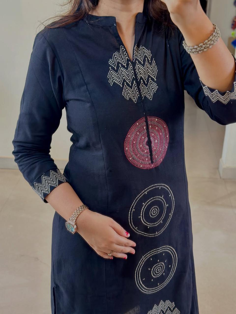 Stylish NAVY BLUE Embroidered Kurta Set