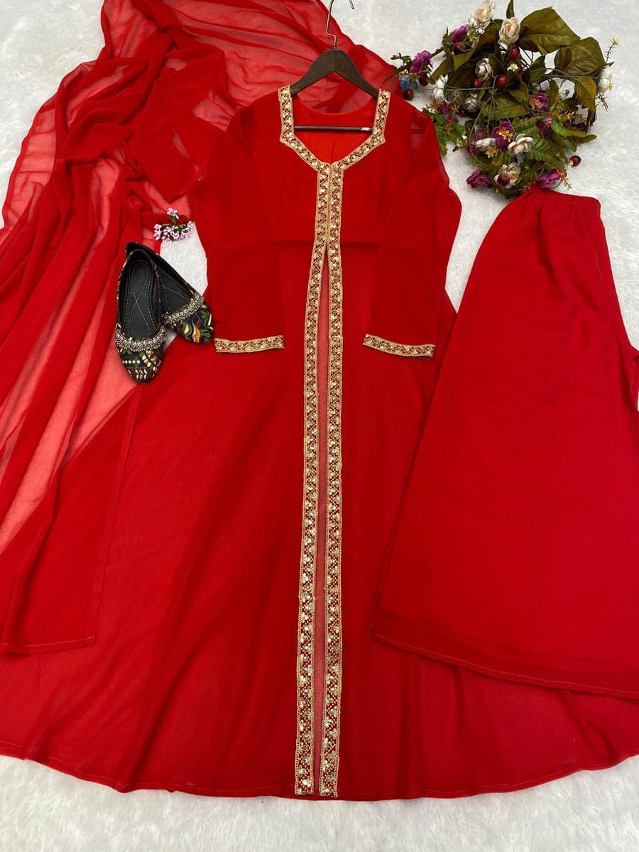 Premium Red Anarkali Suit Set with Dupatta