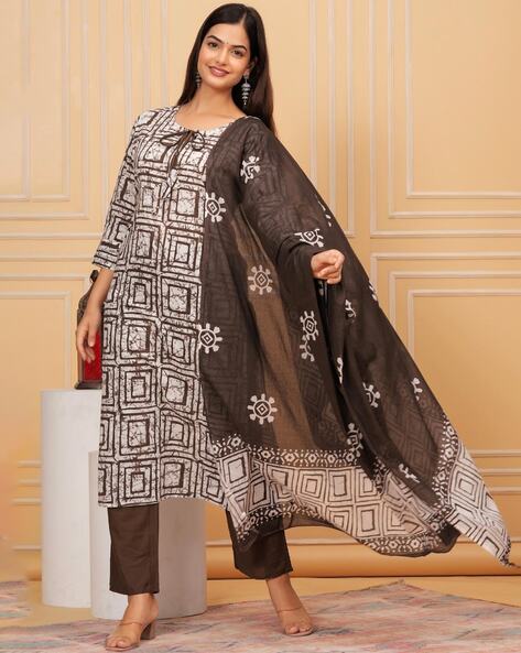 Jaipur Dusky  Procion Printed Suit Set With Dupatta