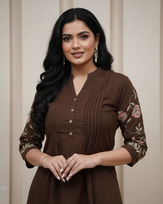 Jaipur Premium Elegant Brown Ethnic Co-Ord Set For Women