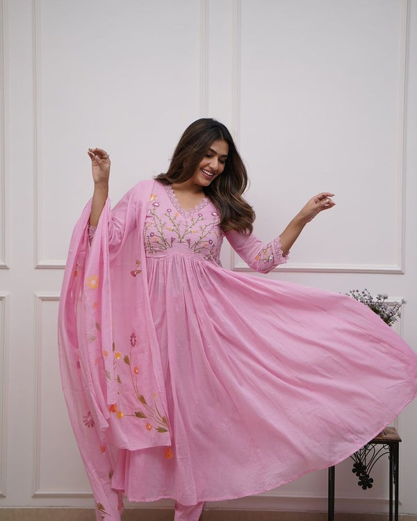 Jaipur Premium  Beautiful Embroidery And Sequence Work Kurta Set For Women