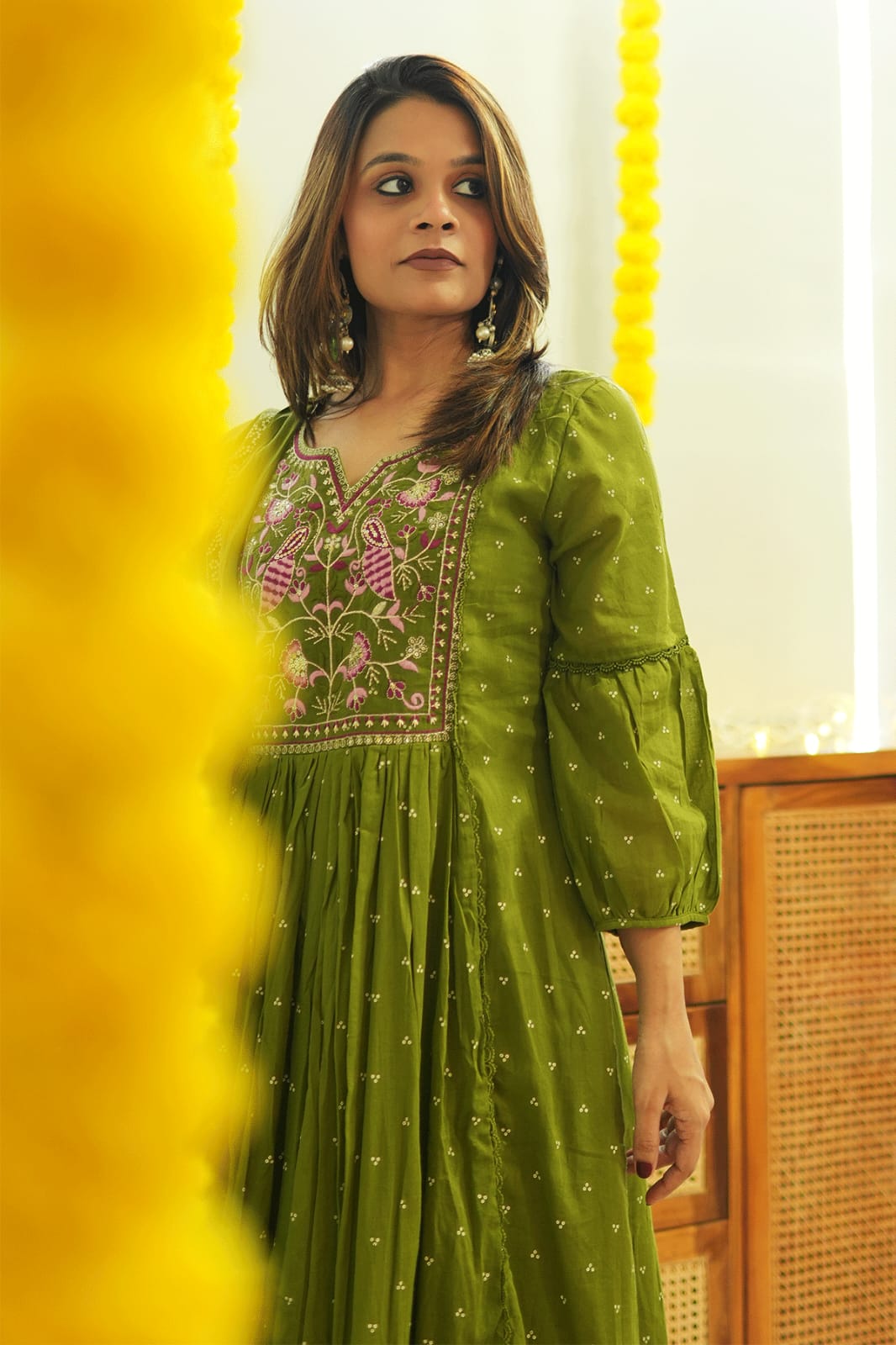 Jaipur Premium  Kurta Set With New Style For Women(Green)
