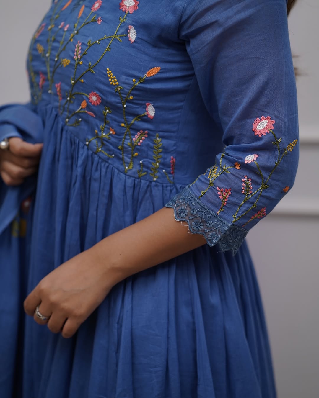 Jaipur Premium Beautiful Embroidery And Sequence Work Set For Women (Blue)