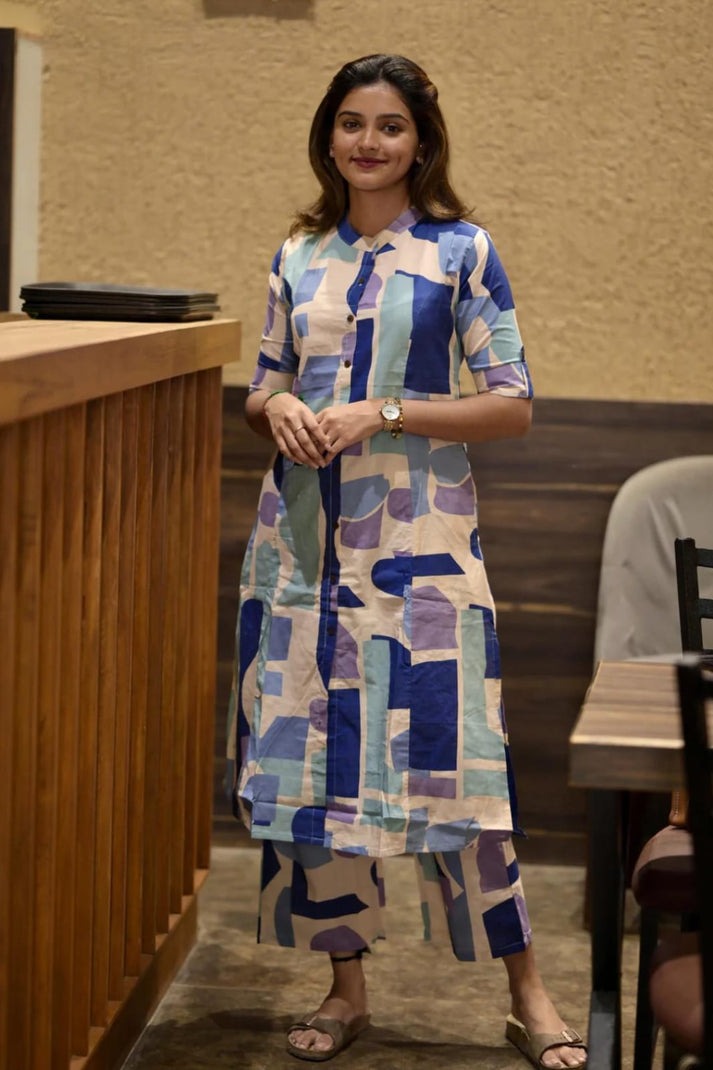 Jaipur Premium Chic Geometric Print Kurta Set