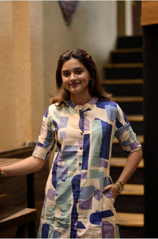 Jaipur Premium Chic Geometric Print Kurta Set