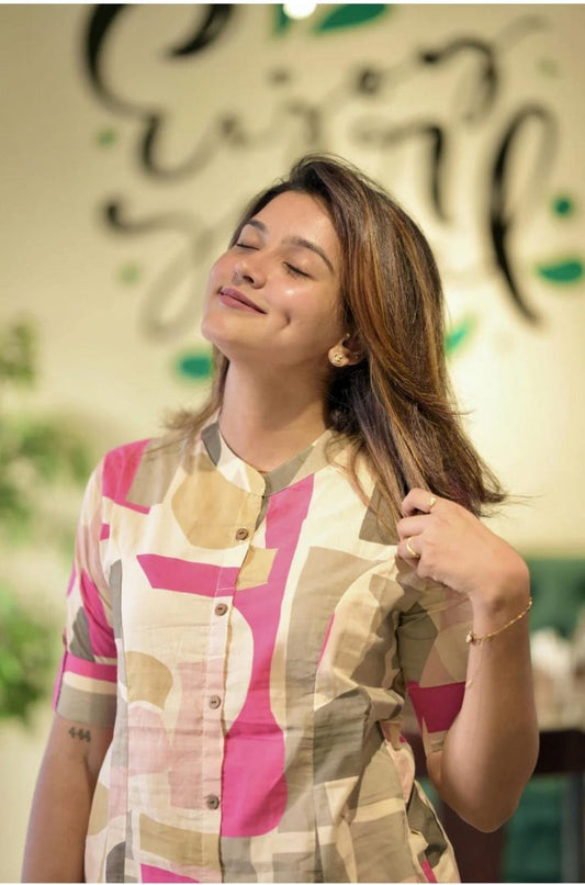 Jaipur Premium Elegant Abstract-Print Cotton Kurta Set For Women