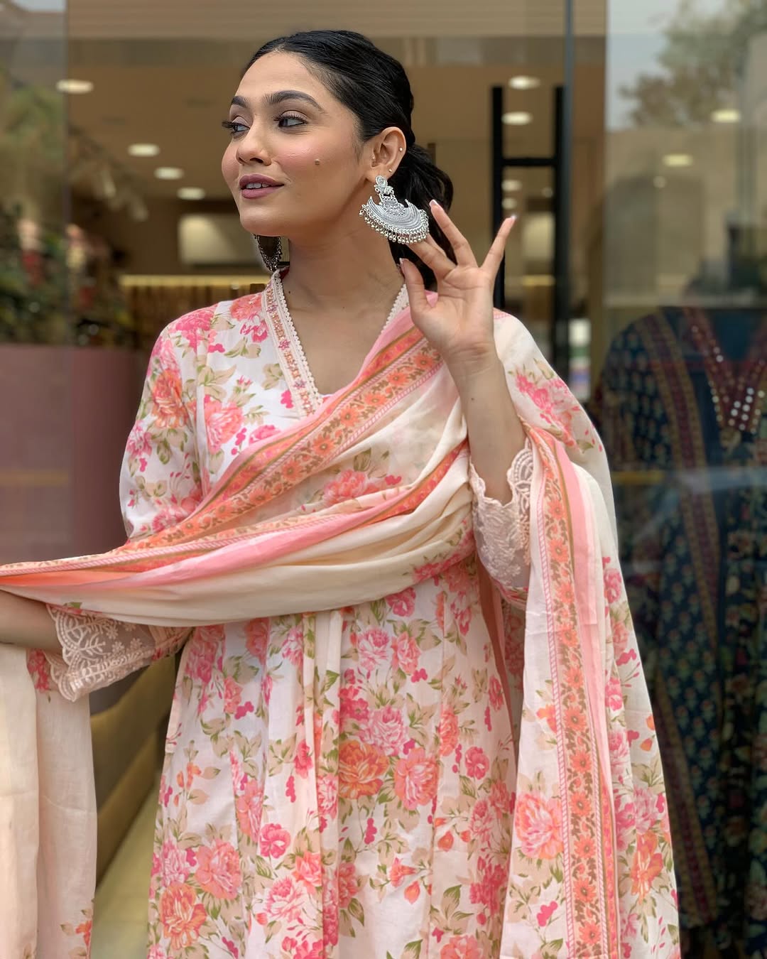 Jaipur Premium Floral Print Pure Cotton Ethnic Kurta Set With Attached Dupatta