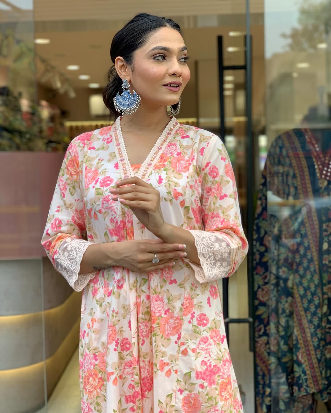 Jaipur Premium Floral Print Pure Cotton Ethnic Kurta Set With Attached Dupatta