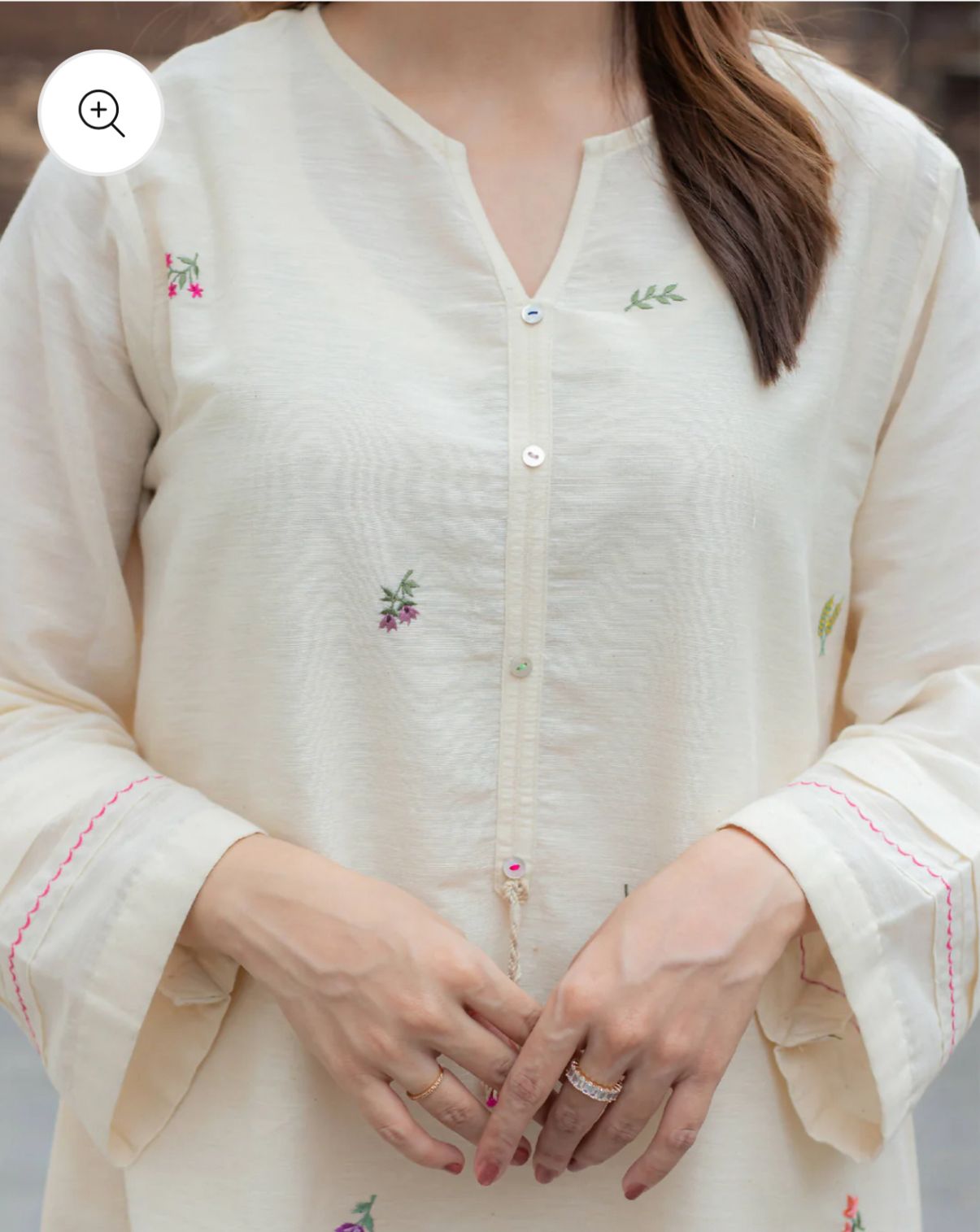 JAIPUR Elegant Off-White Embroidered Kurta Set