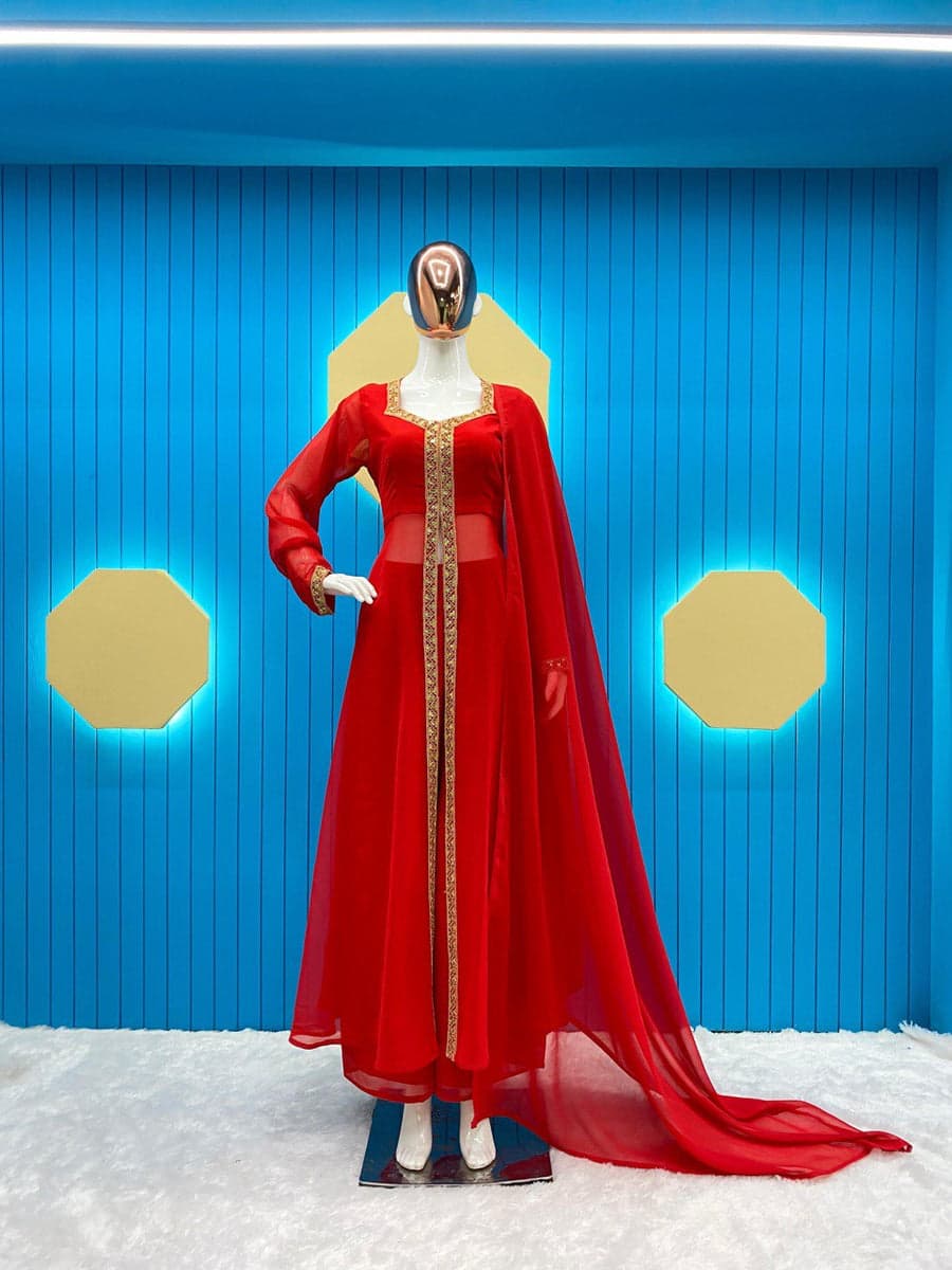 Premium Red Anarkali Suit Set with Dupatta