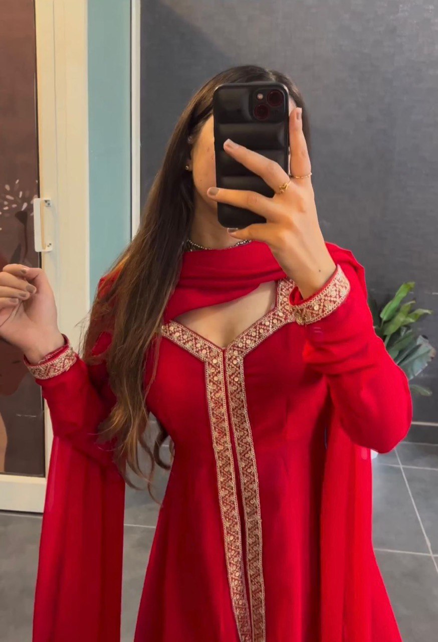 Premium Red Anarkali Suit Set with Dupatta