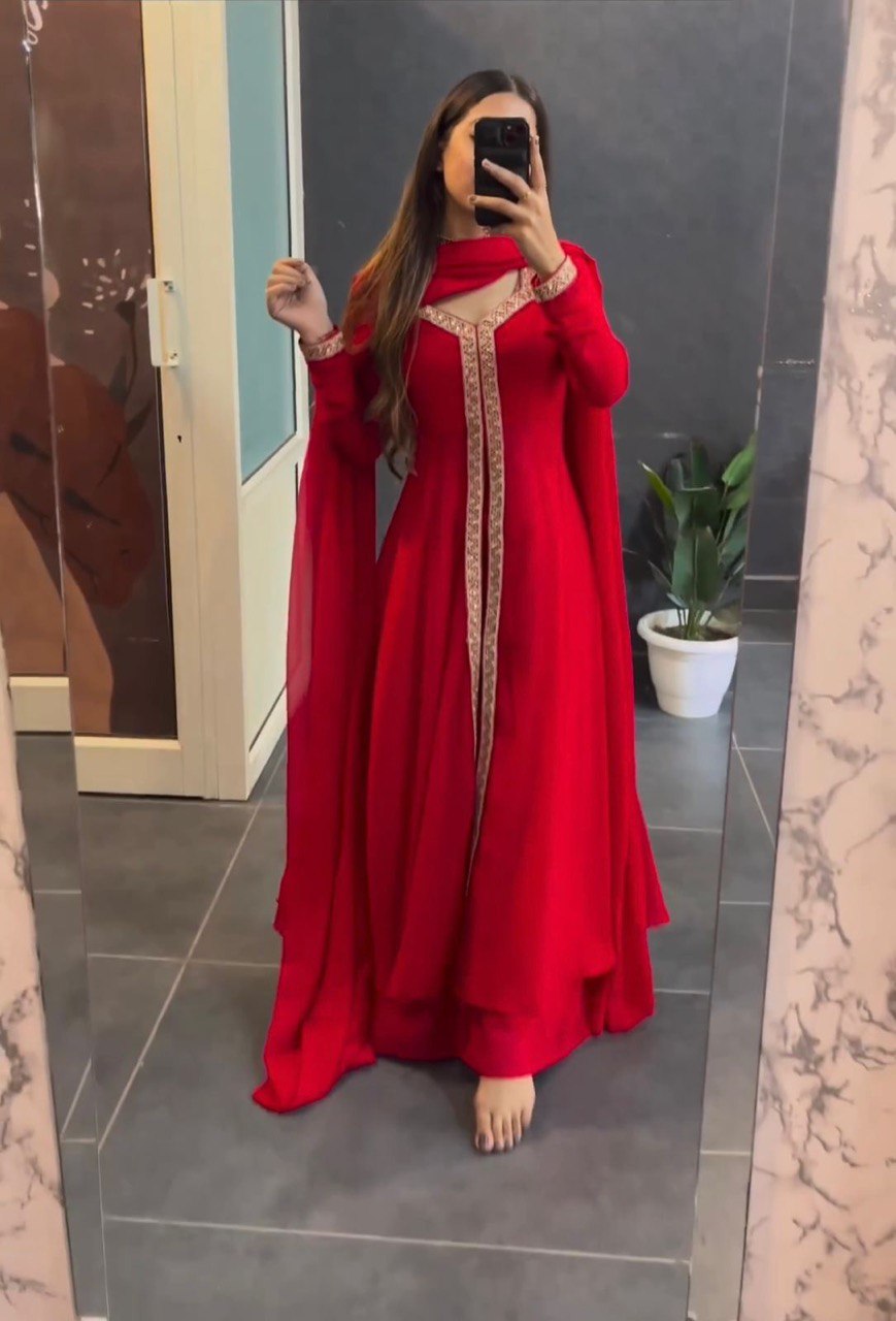 Premium Red Anarkali Suit Set with Dupatta